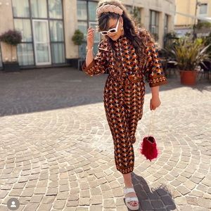 Zara 2 Piece Multicolored Geometric Printed Top & Bottoms Co Ord Set